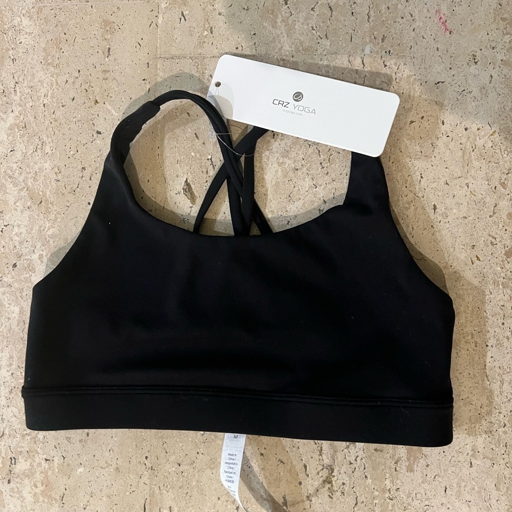 CRZ YOGA Girl’s Strappy Sports Bras Fitness Yoga Top Criss Cross Back Size Med